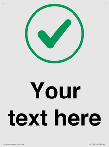 Custom plain background, green tick in circle sign